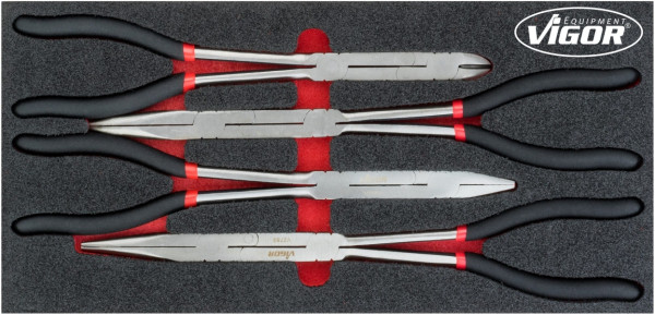 Jeu de pinces double articulation VIGOR, nombre d'outils : 4, V4995