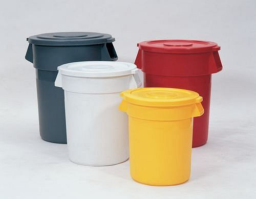 Conteneur polyvalent DENIOS en polyéthylène (PE), volume 75 litres, rond, gris, 115-911