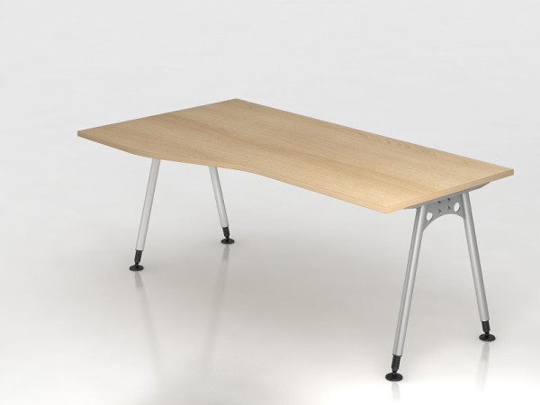 Bureau Hammerbacher pied A 180x100/80cm chêne, forme libre, montage possible à gauche ou à droite, VAS18/E/S
