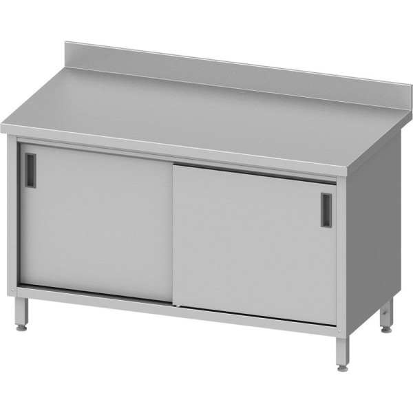 Armoire de travail Stalgast ECO avec portes coulissantes 1200x600x850 mm, avec dosseret, à monter soi-même (AISI201), DAS12662A