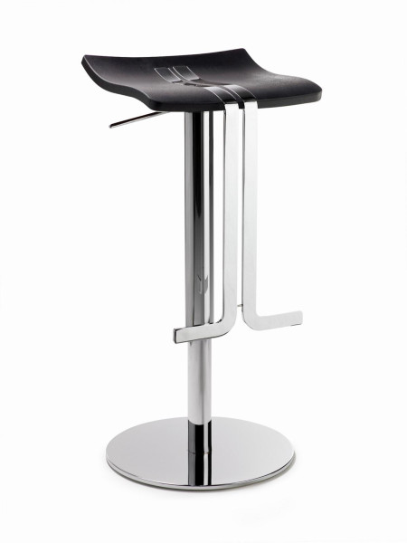 Mayer Sitzmöbel , structure chromée, assise en plastique en polyuréthane noir, 1208_01_677