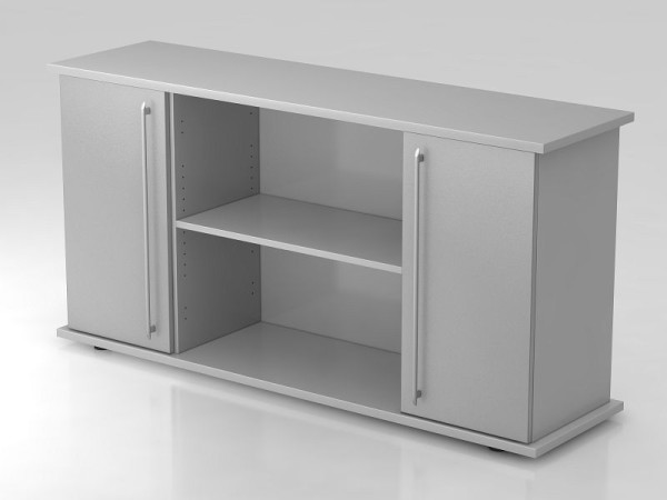 Buffet Hammerbacher 2 portes 166 cm poignée de garde-corps gris/argent, 166,1x44,8x84 cm (LxPxH), VSB2T/5/S/RE