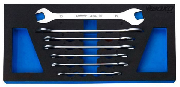 Jeu de clés à fourche doubles Boxo en mousse, ultra-fines, 7 pièces, UE : 10 pièces, BX391-2
