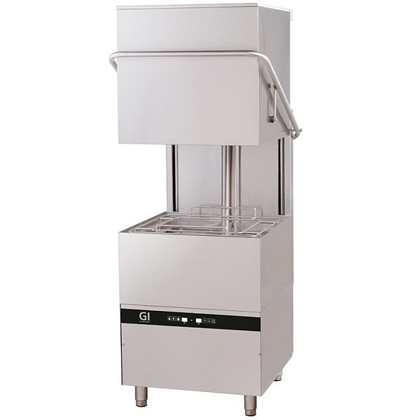 Lave-vaisselle coulissant numérique Gastro-Inox avec pompe et distributeur de savon, 50x50cm, 400V, acier inoxydable AISI 304, 400.111