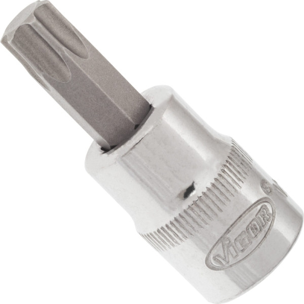 Embout de tournevis VIGOR TORX, carré creux 10 mm (3/8"), profil TORX interne, T50, longueur : 49 mm, pour fonctionnement manuel, V2296N
