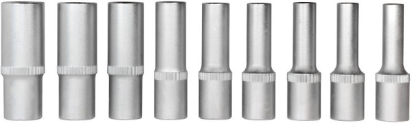 Douilles SW-Stahl pour clés à douille, 1/2", profil E, E10-E24, profondes, 9 pièces, 05680L