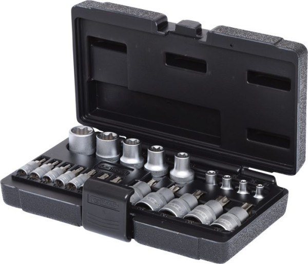 KS Tools Jeu de douilles Torx 1/4"+1/2", 21 pièces, 911.4307