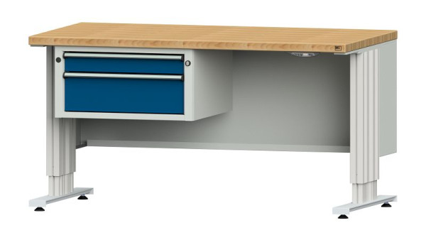Établis ANKE table de travail LIFT avec sous-structure, modèle 501 VL, 1500 x 800 x 740-1140 mm, RAL 7035/5010, BMP 40 mm, 405.210