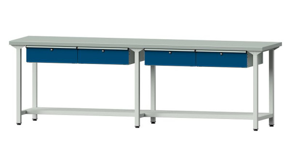 Bancs de travail ANKE table de travail, modèle 95, 2800 x 700 x 890 mm, RAL 7035/5010, ZBP 40 mm, 400.445