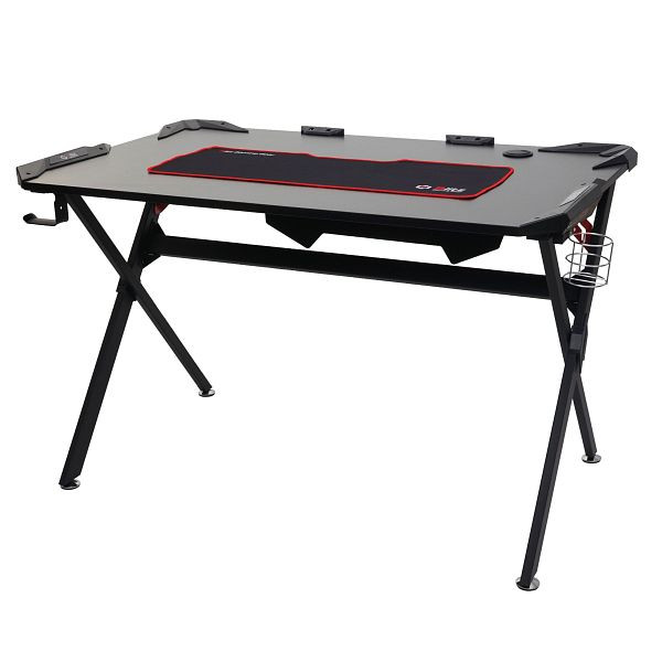 Bureau Mendler HWC-F11, bureau d'ordinateur pour jeunes, gaming 120x75cm noir, 69176+69177