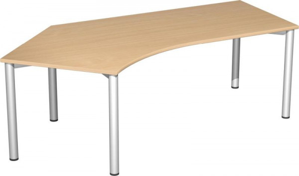 bureau geramöbel 135° gauche hauteur fixe, 2166x1130x720, hêtre/argent, S-550315-BS