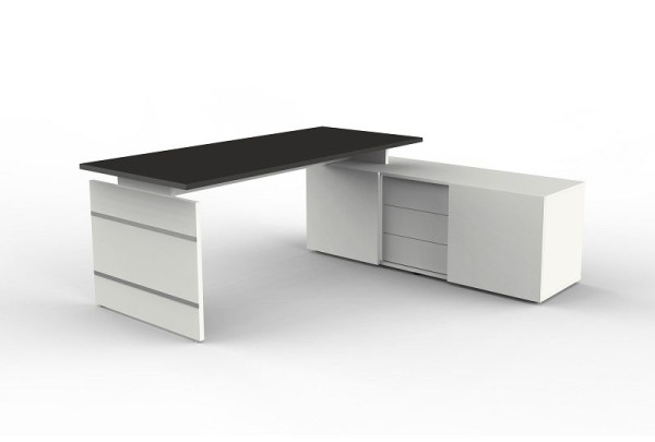 Poste de travail complet Kerkmann, Forme 4, L 1800 x P 800 x H 740 mm, blanc/anthracite, 11446913