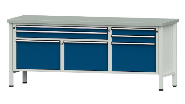 Établis ANKE Établi en caisson, modèle 281 V, 2000 x 700 x 840 mm, RAL 7035/5010, ZBP 40 mm, 304.528