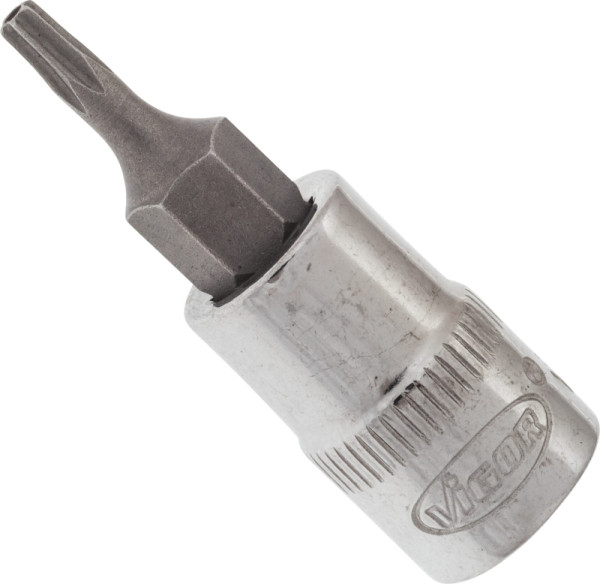 Embout de tournevis VIGOR, carré creux 6,3 mm (1/4 pouce), profil TORX inviolable, T9H, V2596N