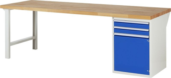 Établi RAU série 7000 - conception modulaire, conteneur de sous-structure (2x tiroir, 1x porte battante), 2500x840x900 mm, 03-7503A1-259B4S.11