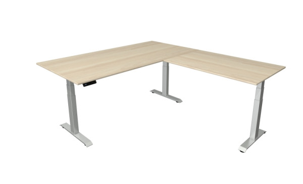 Table assis/debout Kerkmann L 2000 x P 1000 mm avec élément rapporté 1200 x 800 mm, réglable en hauteur électriquement de 640 à 1290 mm, érable, 10043350