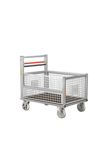 Conteneur roulant DENIOS avec caisse grillagée mi-hauteur, 305156