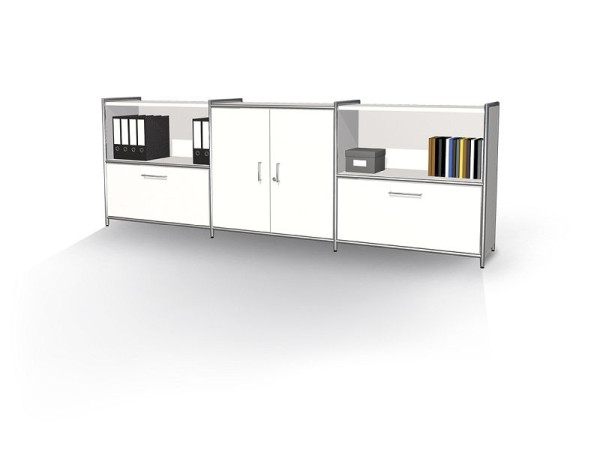 Buffet Kerkmann large avec 1 tiroir, 2 OH, Artline, L 2360 x P 380 x H 780 mm, blanc, 13791410