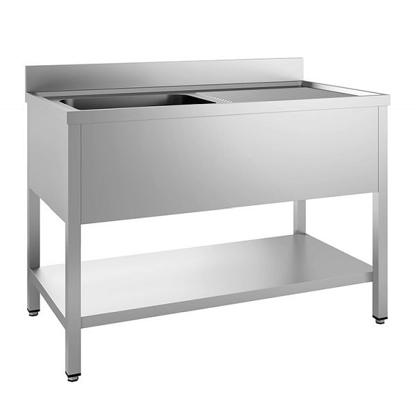 Évier Gastro-Inox avec 1 bac gauche et base, 1000(L)x600(P)x880(H) mm, 305.400