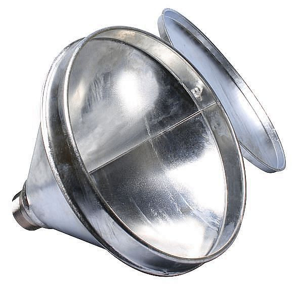 Entonnoir cylindrique Renner, galvanisé, avec couvercle (modèle n° KK 209), Ø 300 mm, tamis amovible, filetage cylindrique 2", galvanisé à chaud, 6005-00