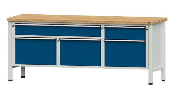 Établis ANKE Établi en caisson, modèle 280 V, 2000 x 700 x 840 mm, RAL 7035/5010, BMP 40 mm, 304.500