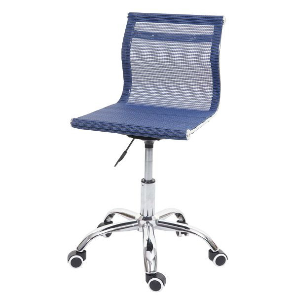 Chaise de bureau Mendler HWC-K53, chaise pivotante, chaise de bureau, chaise d'ordinateur, revêtement en maille tissu/textile, bleu, 94560