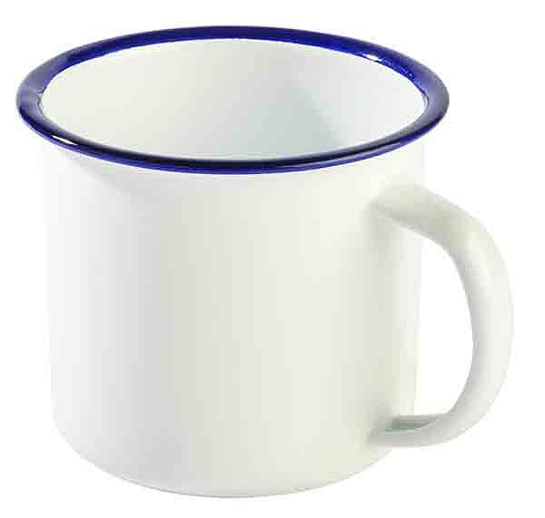 Mug APS avec anse -ENAMELWARE-, Ø 9 cm, hauteur : 8 cm, 0,35 litre, tôle d'acier émaillée, intérieur : blanc, extérieur : blanc, 40632