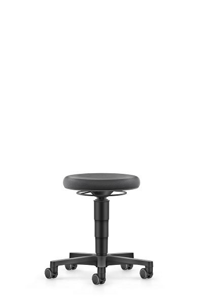tabouret polyvalent bimos à roulettes, Supertec noir, hauteur d'assise 450-650 mm, anneau de couleur gris, 9463-SP01-3278