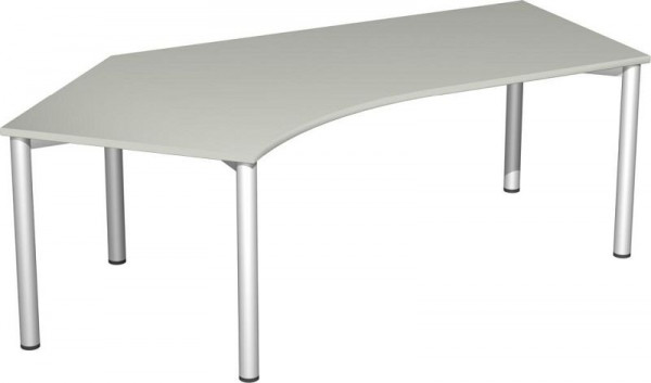 bureau geramöbel 135° gauche, hauteur fixe, 2166x1130x720, gris clair/argent, S-550315-LS