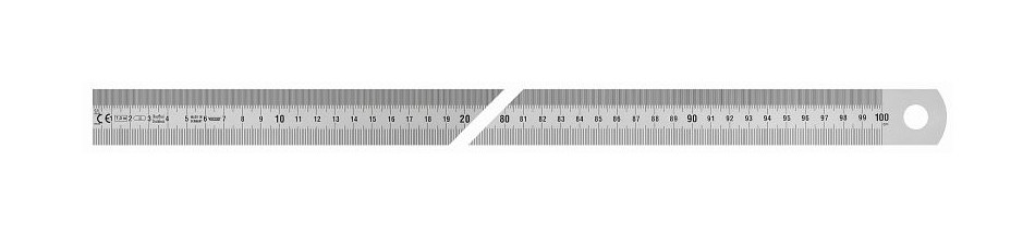Règle en acier Vogel Germany, type B, 1000 x 30 x 1,0 mm, lecture de gauche à droite, 1018020100