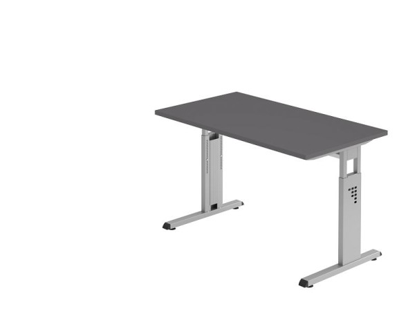 Bureau Hammerbacher pied C 120x67cm graphite/argent, épaisseur 25 mm, chant ABS 2 mm. Forme rectangulaire, VOS612/G/S