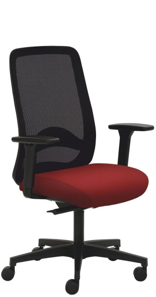 Chaise pivotante Mayer Sitzmöbel , piètement en plastique, accoudoirs 3D, dossier en résille, rouge cerise, 2228_AV3D_SYM+_30611