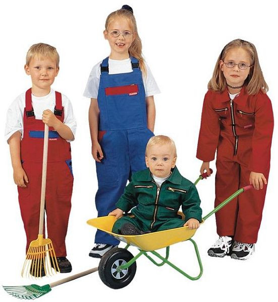 Planam vêtements pour enfants salopette pour enfants, vert moyen/rouge moyen, taille 86/92, 0166086