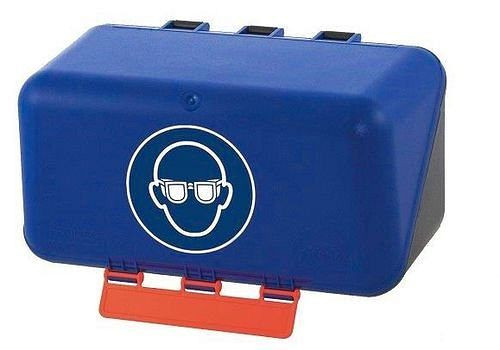 Mini boîte DENIOS pour ranger les protections oculaires, bleu, 116-475