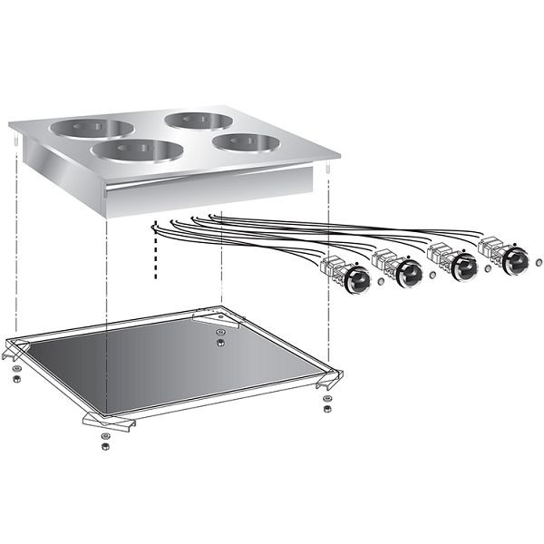 Cuisinière électrique encastrable Gastro-Inox, 4 plaques de cuisson, 60cm, 160.507