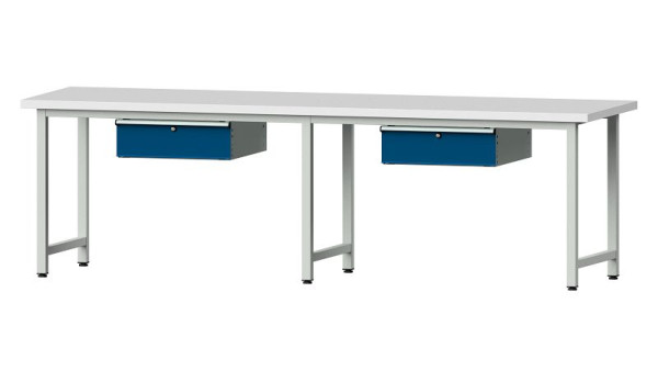 Bancs de travail ANKE table de travail, modèle 193, 2800 x 800 x 840 mm, RAL 7035/5010, KSP 40 mm, 401.468