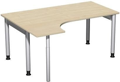 Bureau PC geramöbel gauche, réglable en hauteur, 1600x1200x680-820, érable/argent, N-657308-AS