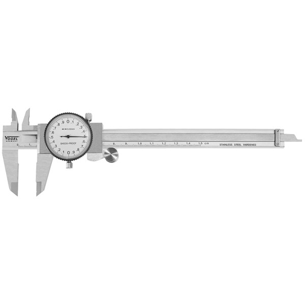Pied à coulisse d'horloge Vogel Germany DIN 862, IP40, 0 - 150 mm, lecture : 0,02 mm, 40 mm, pointes de mesure (en forme de croix) : 16,5 mm, 201102