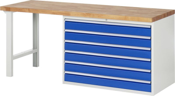 Etabli RAU série 7000 - modèle 7716, L2000 x P700 x H890 mm, base système L2000 x P650 x H850 mm, 03-7716A1-207B4M.11