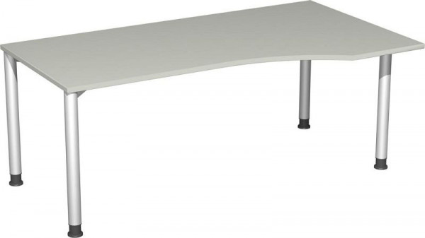 Bureau PC geramöbel droit, réglable en hauteur, 1800x1000x680-800, gris clair/argent, S-555305-LS