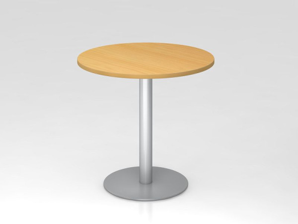 Table de réunion Hammerbacher 80cm ronde hêtre/argent, structure argentée, VSTF08/6/S