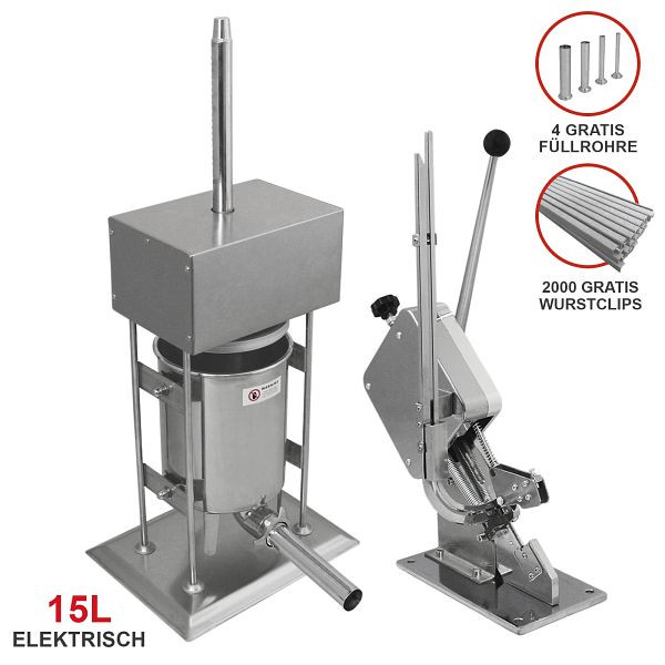 KuKoo 27309 Remplisseuse de saucisses électrique commerciale et coupe-saucisses 15 L