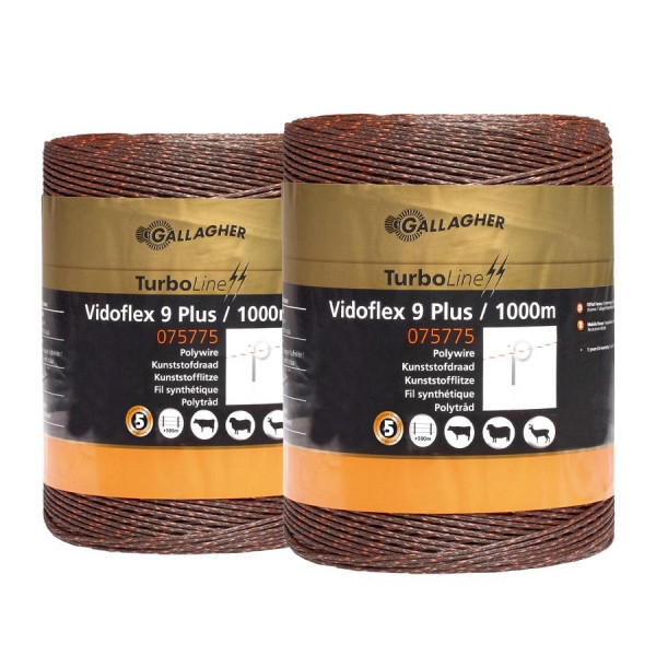 Gallagher Vidoflex 9 TurboLine Plus (terra tressé, pack duo 2x1000 mètres), 086436