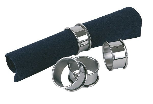 Ronds de serviette APS, Ø 4,5 cm, hauteur : 2,5 cm, acier inoxydable, poli, lot de 4, 04446