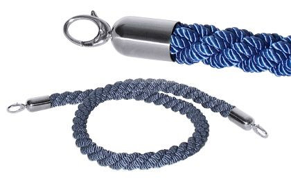 Corde de démarcation Contacto, bleue, 150 cm sans revêtement velours, chromée, 1604/754