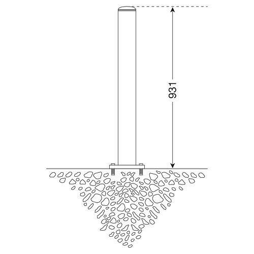 Borne fixe DENIOS en acier inoxydable, à cheviller, ∅ : 76 mm, hauteur 925 mm, 310891