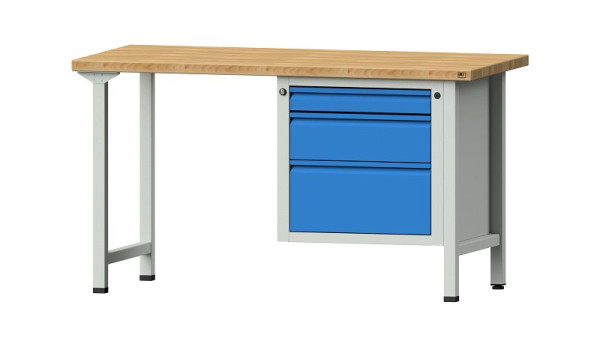 Établis ANKE Établi combiné, modèle 710 E, 1500 x 700 x 840 mm, RAL 7035/5012, BMP 40 mm, 510.524