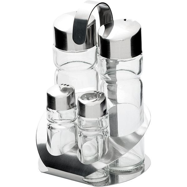 Stalgast Ménage 4 pièces, sel/poivre/vinaigre/huile, hauteur 115 mm, TT4104004