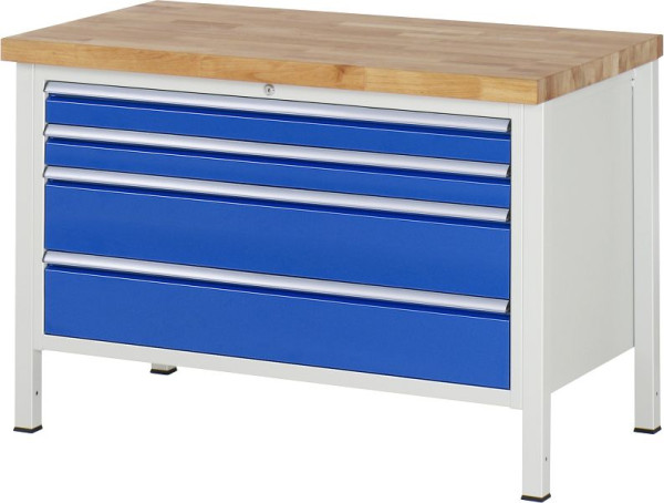 Etabli RAU série 8000 - modèle 8361, L1250 x P700 x H840-1040 mm, base système L1235 x P650 x H800-1000 mm, 03-8361A2-127B4H.11