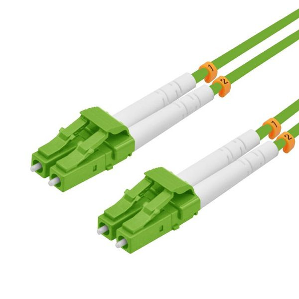 Câble patch fibre optique Helos LC/LC Duplex50/125µm OM5 vert citron 1.5m, 218703